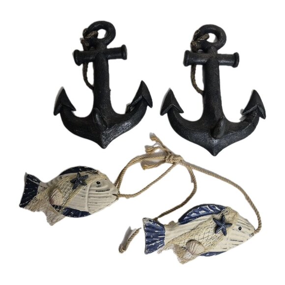 Vintage Trippie's Nautical  Anchors And Distressed Fish Resin - Picture 1 of 15